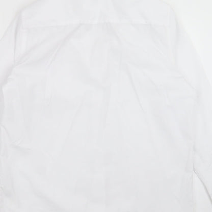 Preloved Marks and Spencer Boys White   Basic Button-Up Size 13-14 Years  - school - Label