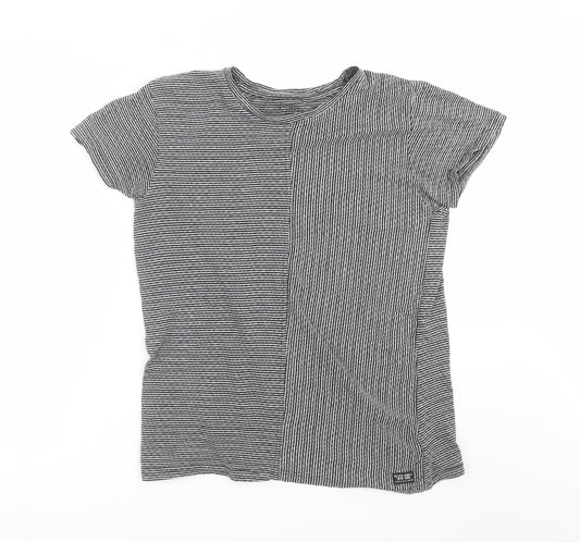 seven souls new york Womens Grey Striped  Basic T-Shirt Size M