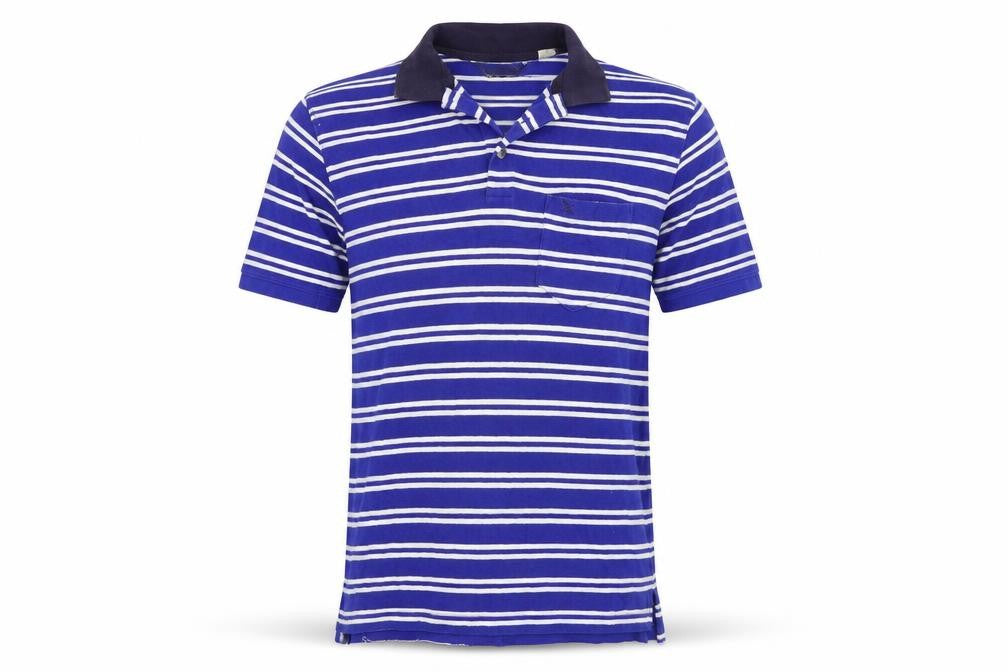 Eddie Bauer Mens Blue Striped   Polo Size M