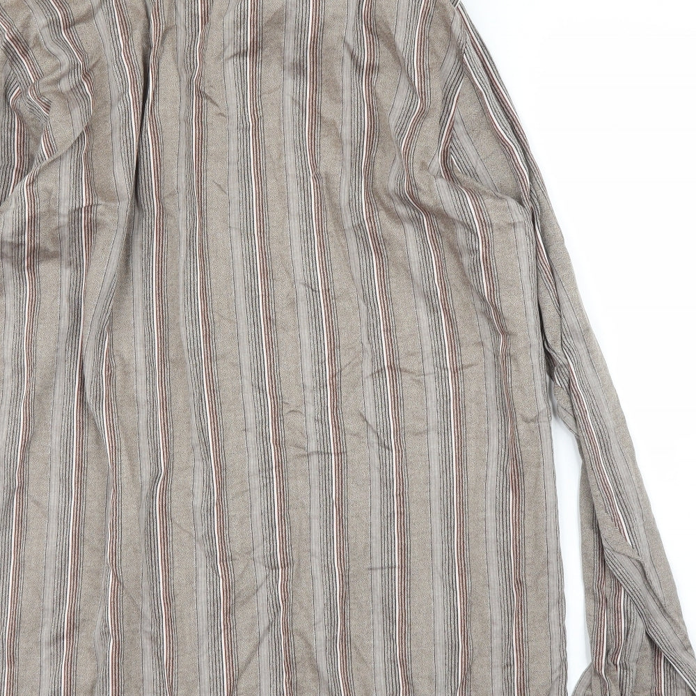 Henry Bannerman Mens Beige Striped   Button-Up Size 16.5