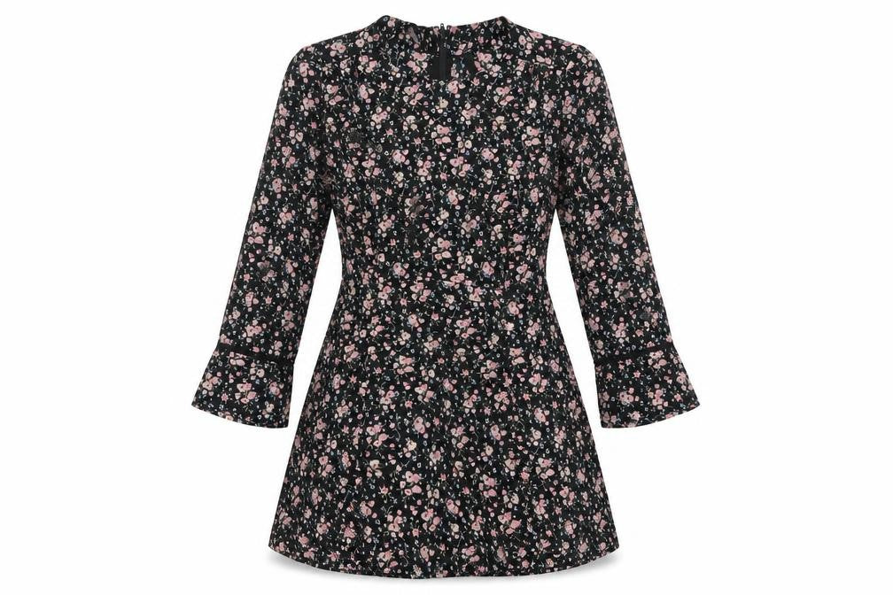 H&M  Womens Black Floral  A-Line  Size 6