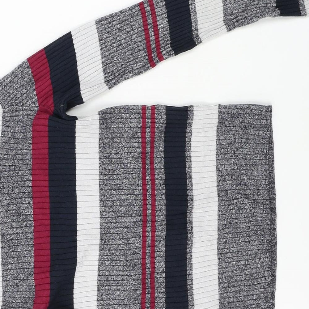 H&M  Girls Grey Striped  Pullover Jumper Size XS