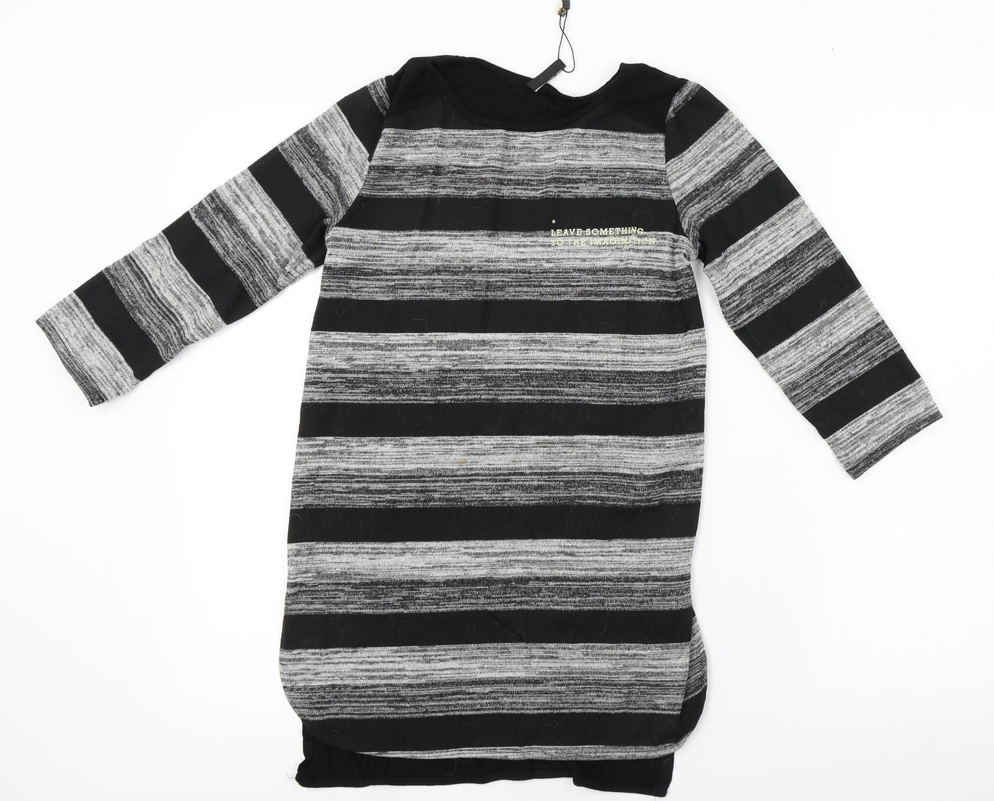 Stradivarius  Womens Grey Striped  Basic T-Shirt Size S