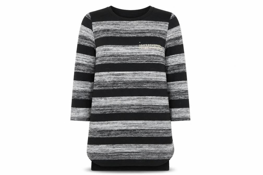 Stradivarius  Womens Grey Striped  Basic T-Shirt Size S