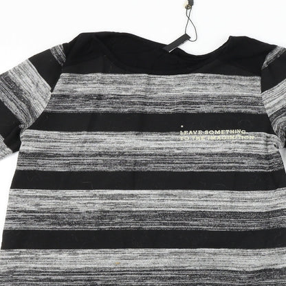 Stradivarius  Womens Grey Striped  Basic T-Shirt Size S