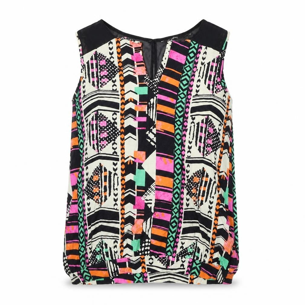 NEXT  Womens Black Geometric  Basic T-Shirt Size 10