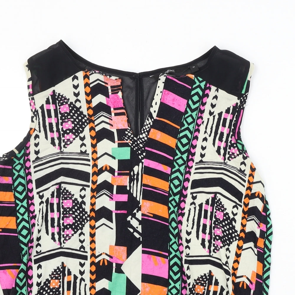 NEXT  Womens Black Geometric  Basic T-Shirt Size 10