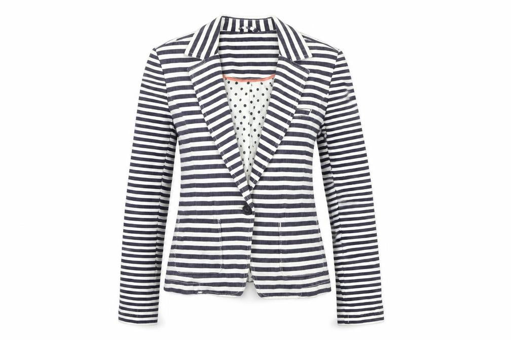 NEXT Womens White Striped  Jacket Suit Jacket Size 8