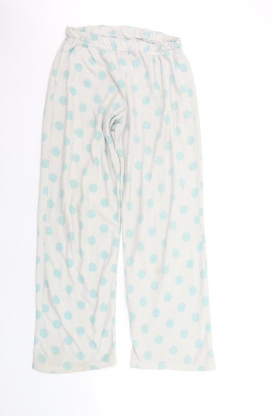 F&F Womens White Polka Dot  Top Pyjama Pants Size 8