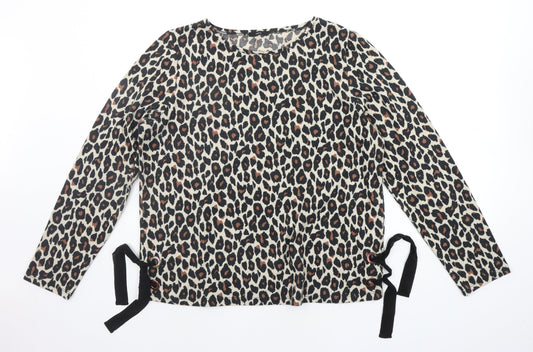 M&Co Womens Beige Animal Print  Pullover Jumper Size 16