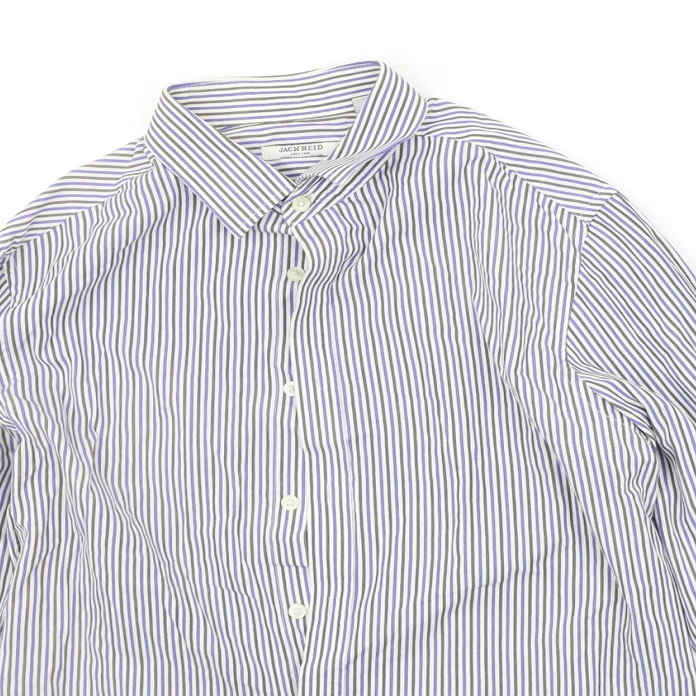 BHS Mens Blue Striped   Button-Up Size 16