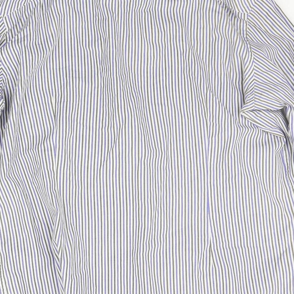 BHS Mens Blue Striped   Button-Up Size 16
