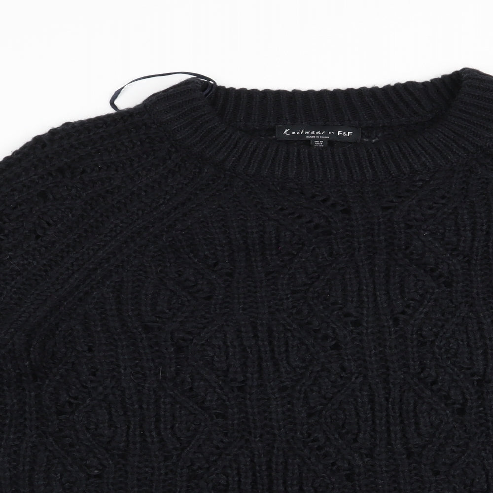 Florence and Fred Womens Black   Pullover Jumper Size 12  - open knit