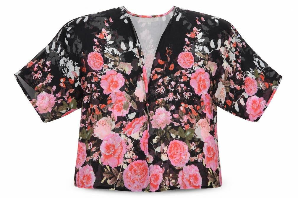 Parisian Collection Womens Black Floral  Basic Blouse Size 10  - Over Blouse