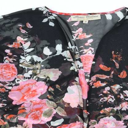 Parisian Collection Womens Black Floral  Basic Blouse Size 10  - Over Blouse