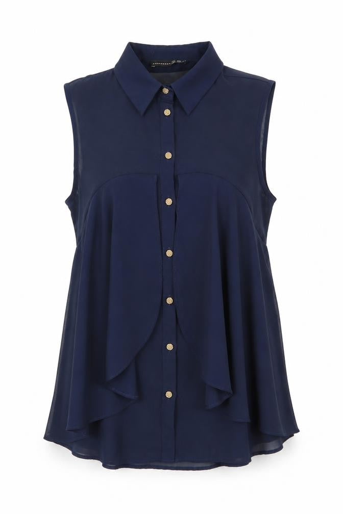 Atmosphere Womens Blue   Basic Button-Up Size 10  - Layered