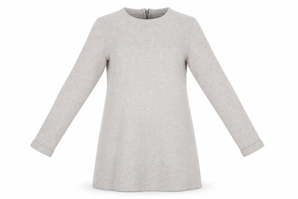 Zara Womens Beige   Pullover Jumper Size 8  - Longline Jumper Back Zip