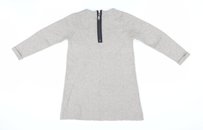 Zara Womens Beige   Pullover Jumper Size 8  - Longline Jumper Back Zip