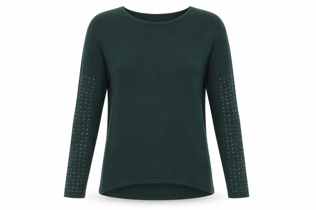 NEXT Womens Green   Pullover Jumper Size 6  - Beaded arms