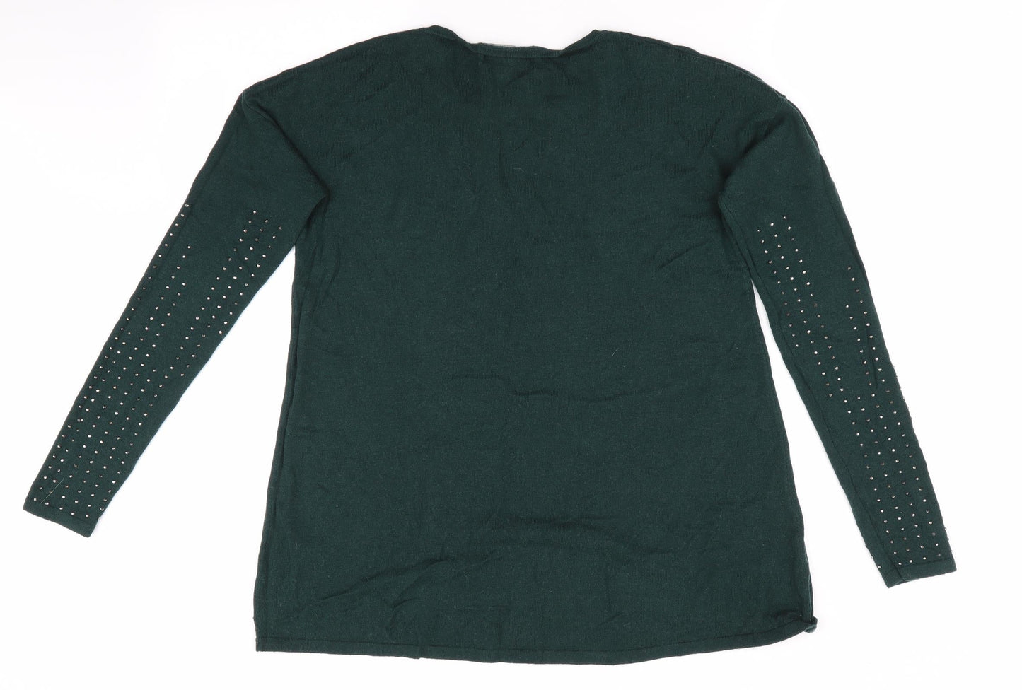 NEXT Womens Green   Pullover Jumper Size 6  - Beaded arms