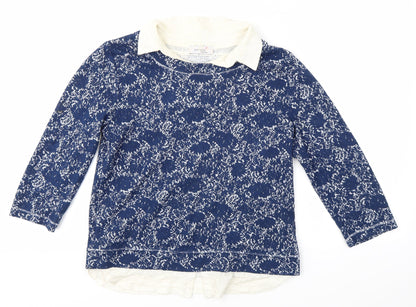 Marks & Spencer Womens Blue Floral  Pullover Jumper Size 10