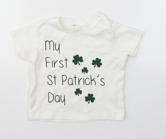 Babybugz Baby White   Basic T-Shirt Size 6-9 Months  - ST. PATRICK'S DAY