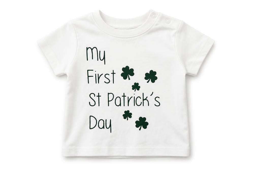 Babybugz Baby White   Basic T-Shirt Size 6-9 Months  - ST. PATRICK'S DAY