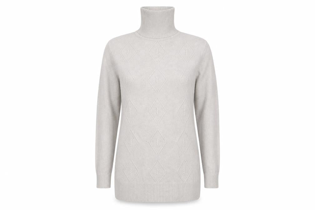 silver swan Womens Ivory Argyle/Diamond  Pullover Jumper Size L