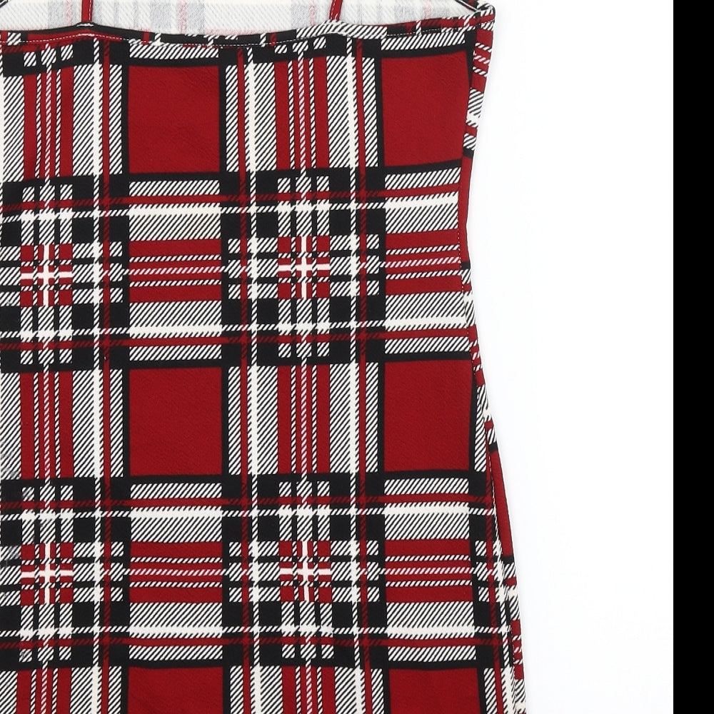 SheIn Womens Red Check  Tank Dress  Size M