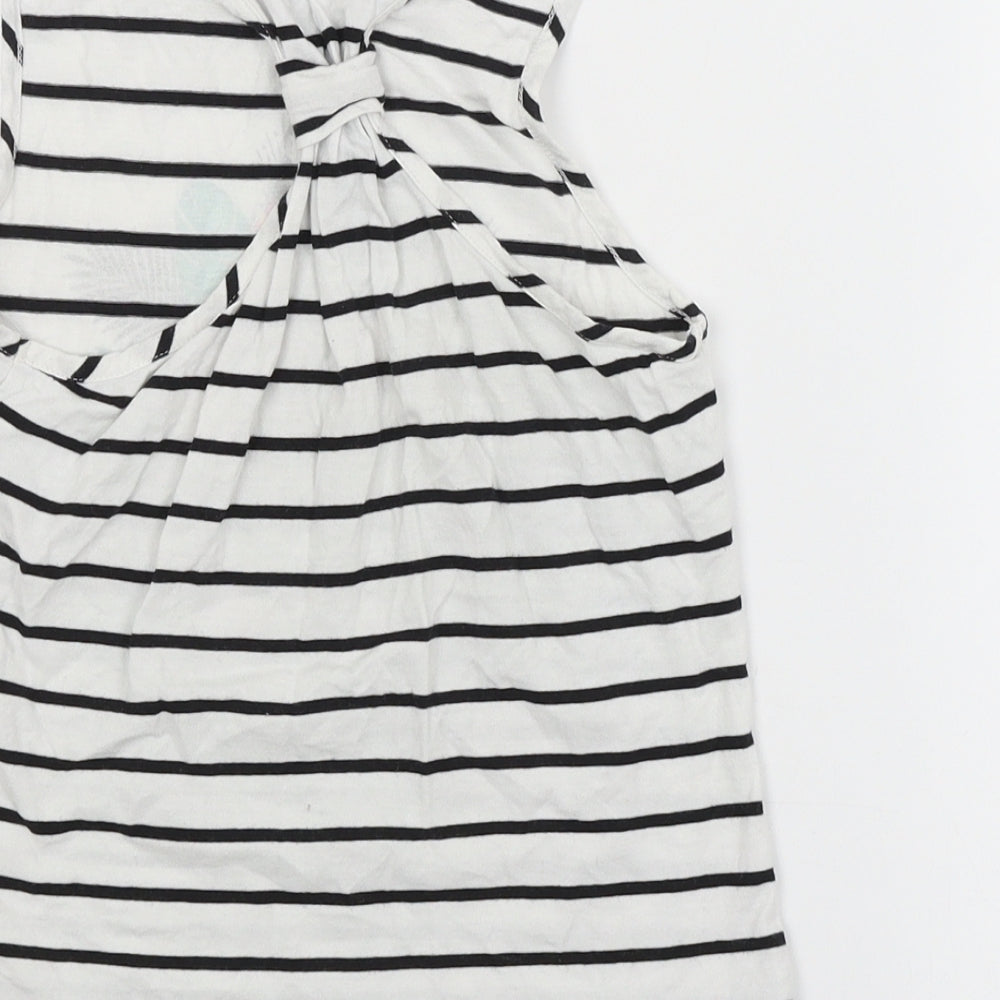 Piping Hot Girls White Striped  Basic Tank Size 7 Years