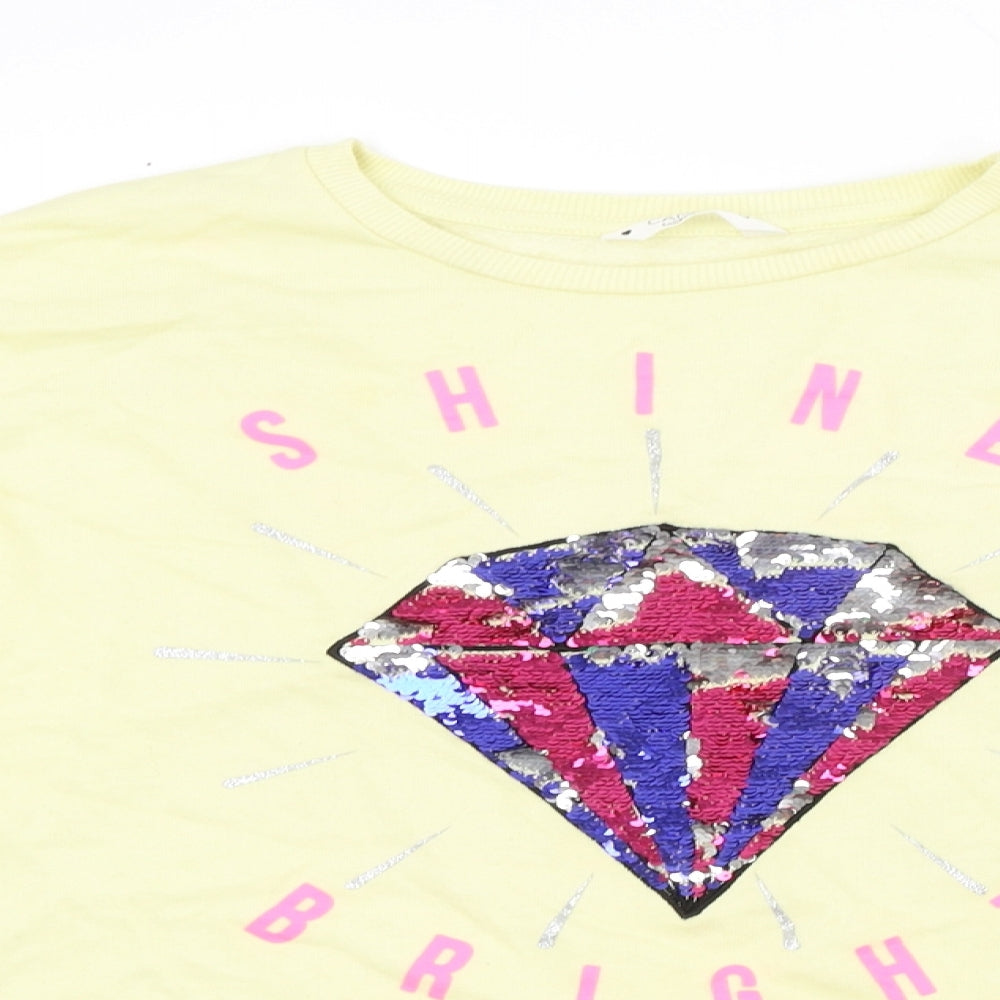 Candy Couture Girls Yellow   Pullover Sweatshirt Size 13 Years