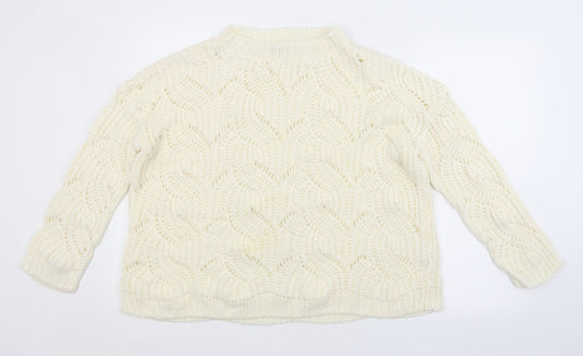 Miss Selfridge Womens White Striped  Pullover Jumper Size 10