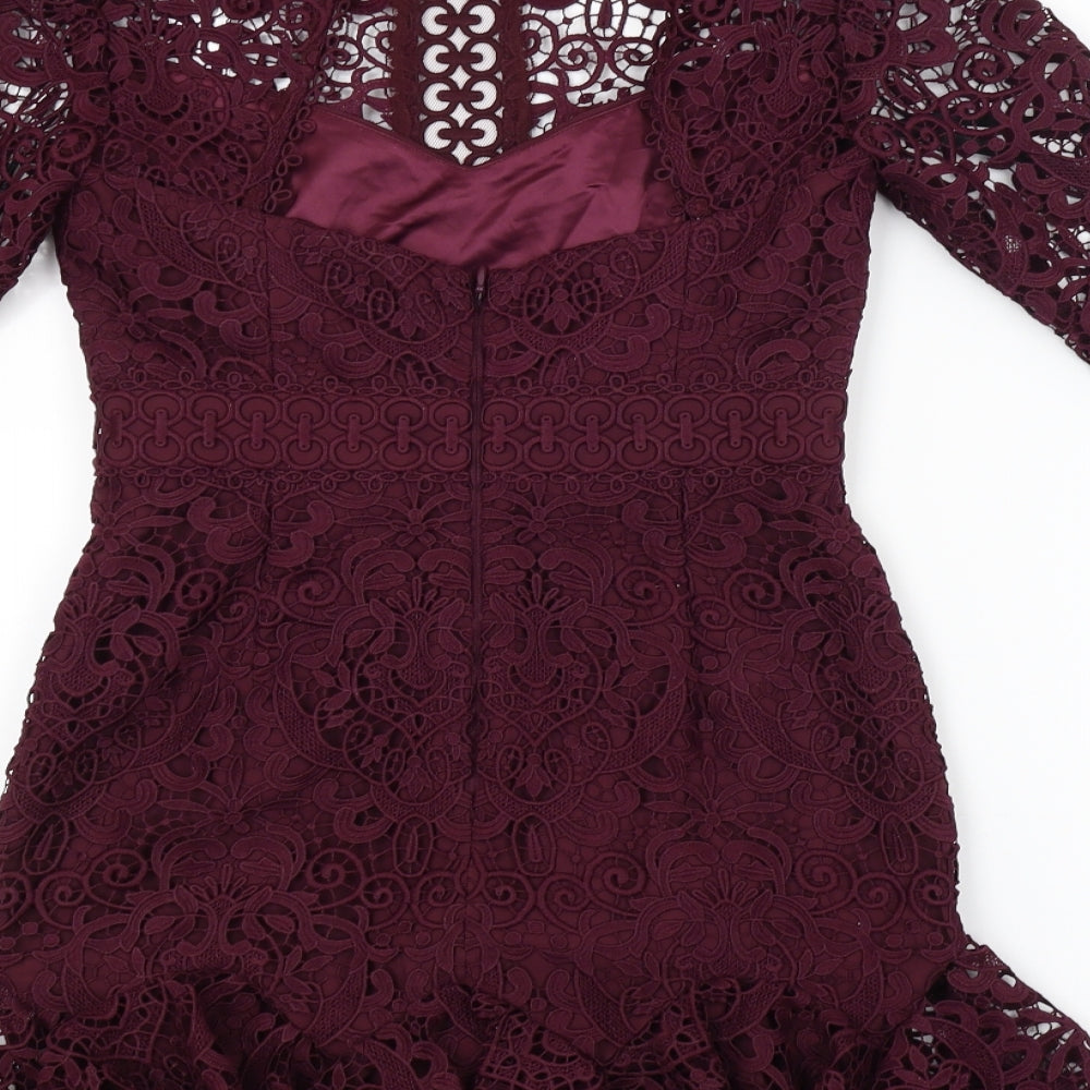 Preworn Womens Purple Floral  Pencil Dress