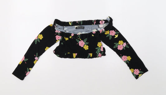 Select Girls Black Floral  Camisole Blouse Size 10-11 Years