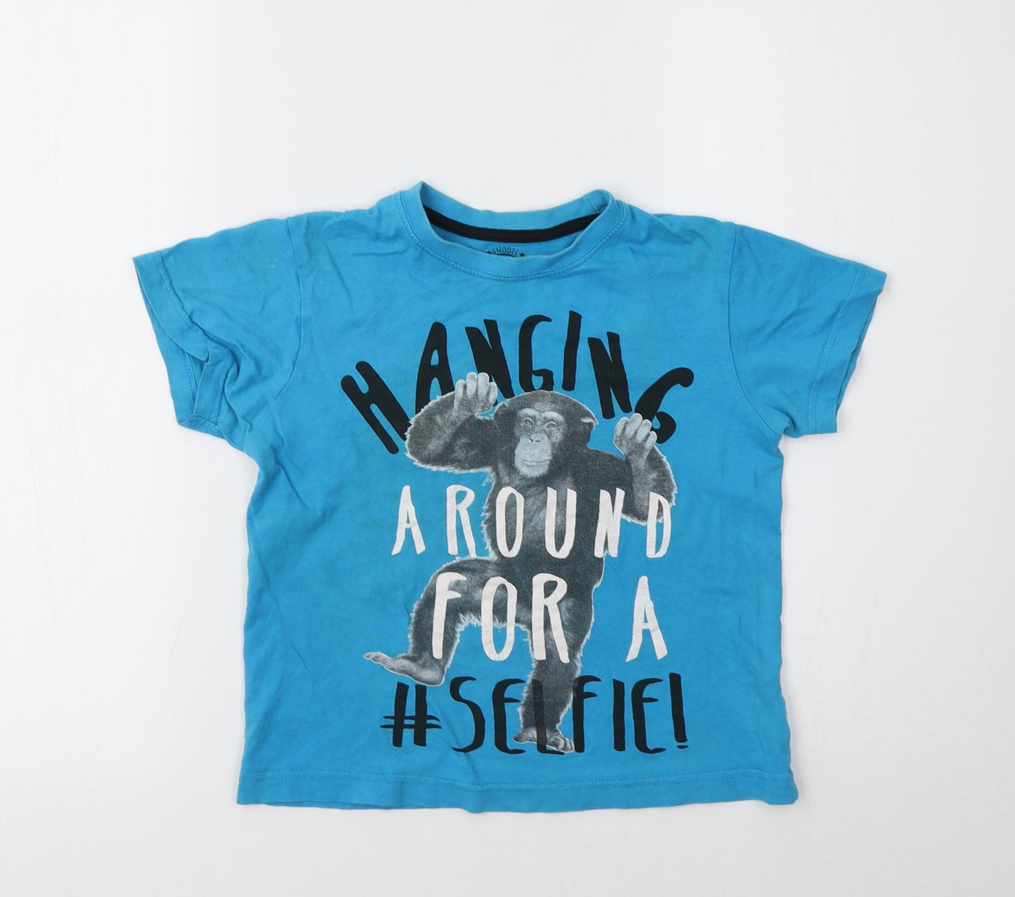 Matalan Girls Blue   Basic T-Shirt Size 6-7 Years  - Monkey