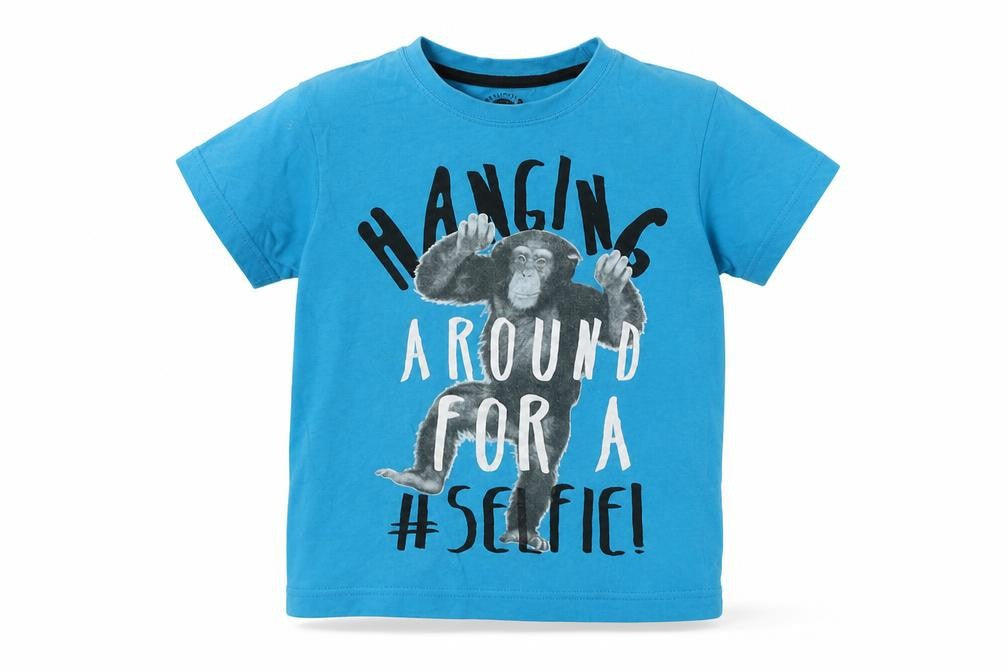 Matalan Girls Blue   Basic T-Shirt Size 6-7 Years  - Monkey