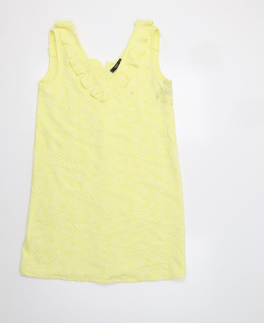 Mango Womens Yellow Floral  A-Line  Size S