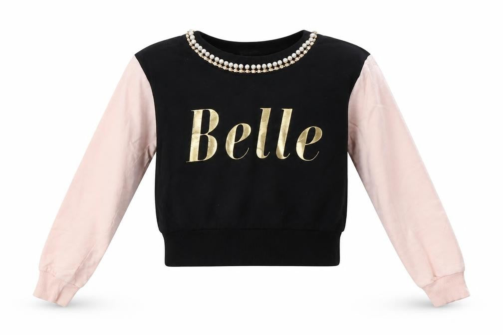 Select Girls Black Colourblock  Pullover Sweatshirt Size 10-11 Years  - Belle