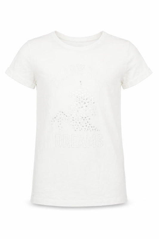 Primark Girls White   Basic T-Shirt Size 9-10 Years  - FOLLOW YOUR DREAMS