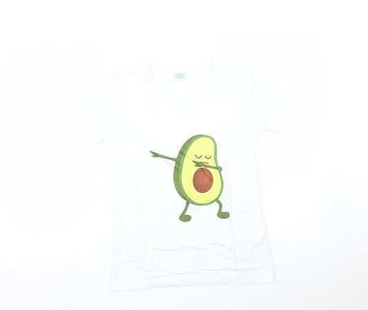 Preworn Womens White   Basic T-Shirt Size S  - AVACARDO