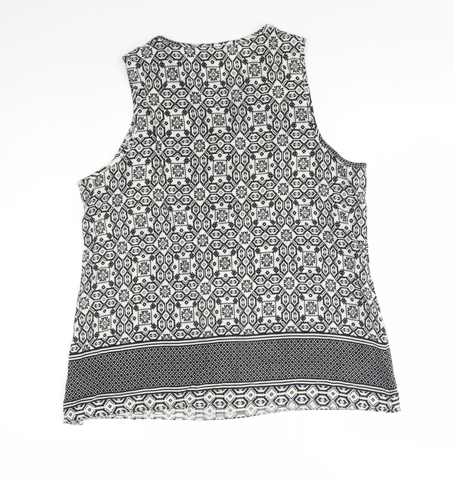 New Look Womens Grey Fair Isle  Basic Blouse Size 16  - zip neck