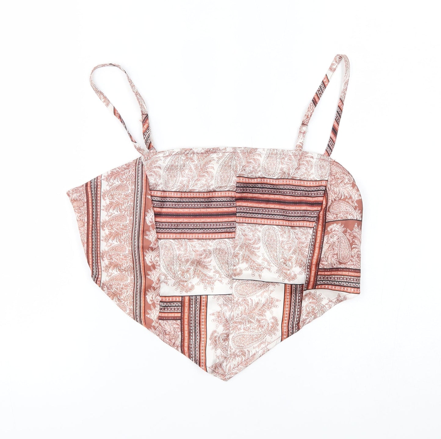 Missguided Womens Brown Fair Isle  Cropped Tank Size 10