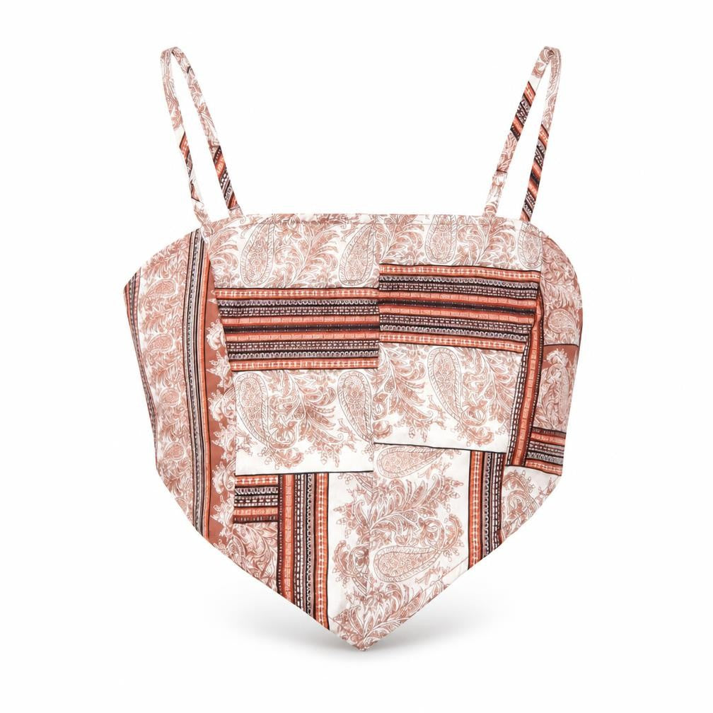 Missguided Womens Brown Fair Isle  Cropped Tank Size 10