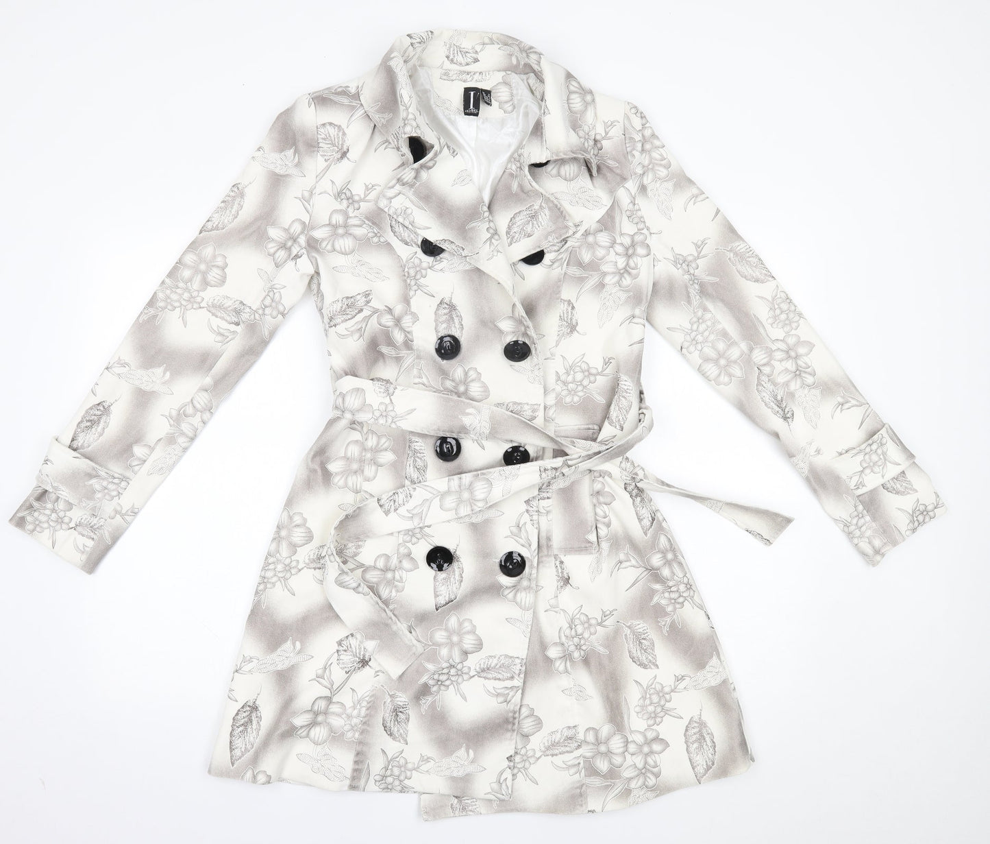 izabel Womens White Floral  Overcoat Blazer Size 8
