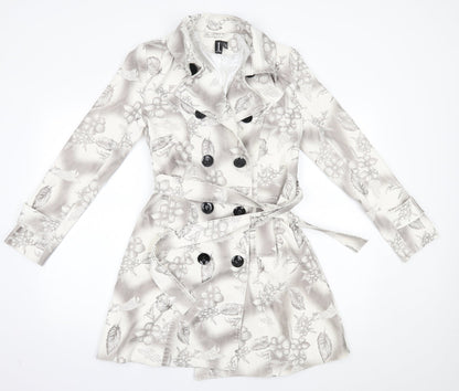 izabel Womens White Floral  Overcoat Blazer Size 8