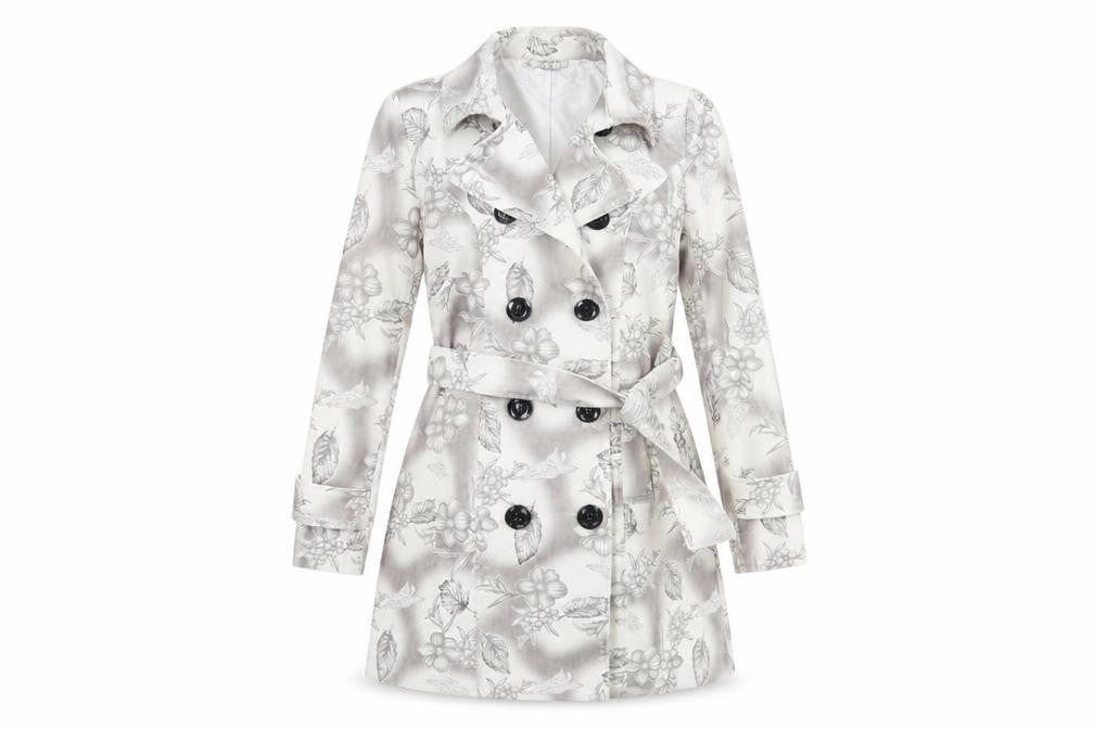 izabel Womens White Floral  Overcoat Blazer Size 8