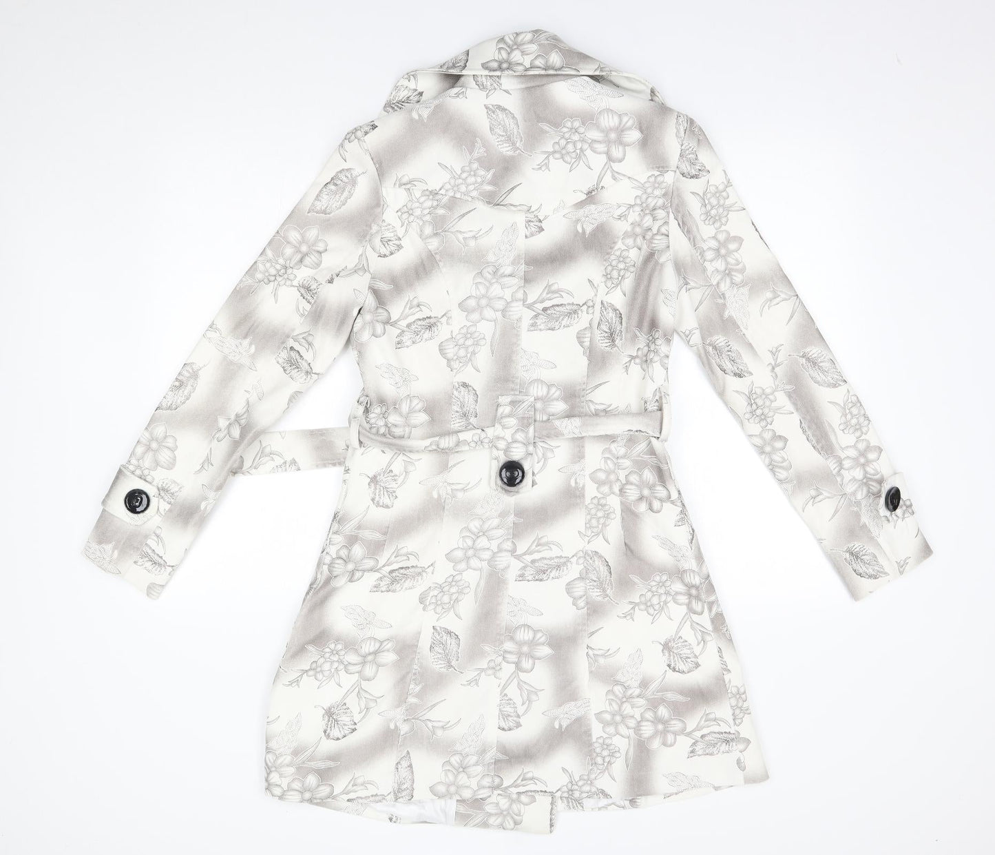 izabel Womens White Floral  Overcoat Blazer Size 8