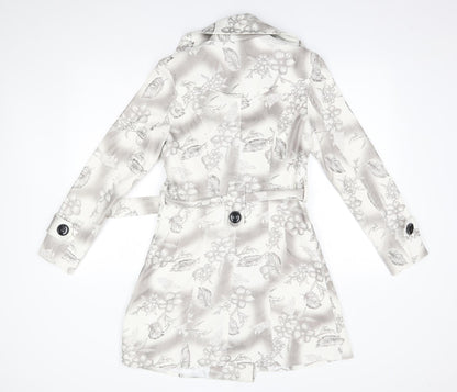 izabel Womens White Floral  Overcoat Blazer Size 8
