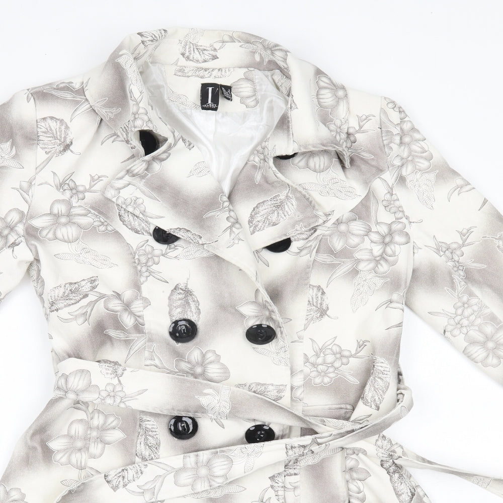 izabel Womens White Floral  Overcoat Blazer Size 8