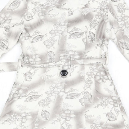 izabel Womens White Floral  Overcoat Blazer Size 8